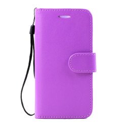 iPhone 7 Plus Folio Flip Leather Wallet Case with Strap (Purple)